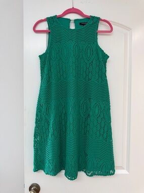 Sharagano Emerald Green Crochet Dress